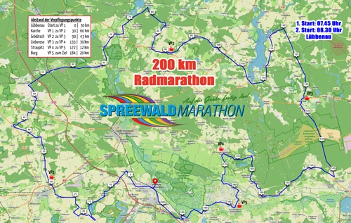 Streckenverlauf 200 km Radmarathon